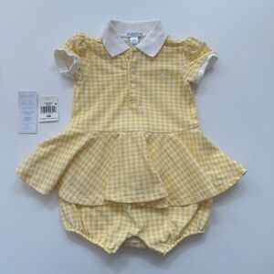 Ralph Lauren Seersucker Dress with Bloomer, Butter Yellow